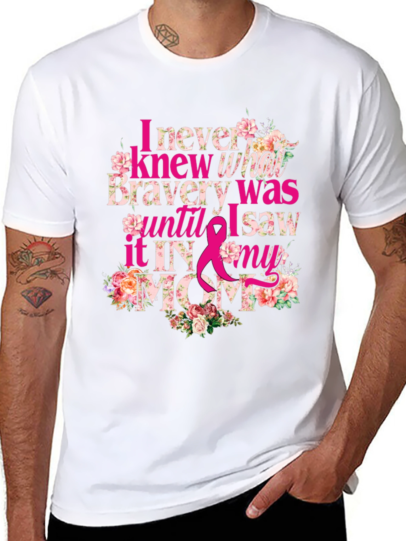Bravery in My Mom Breast Cancer Awareness T-Shirt