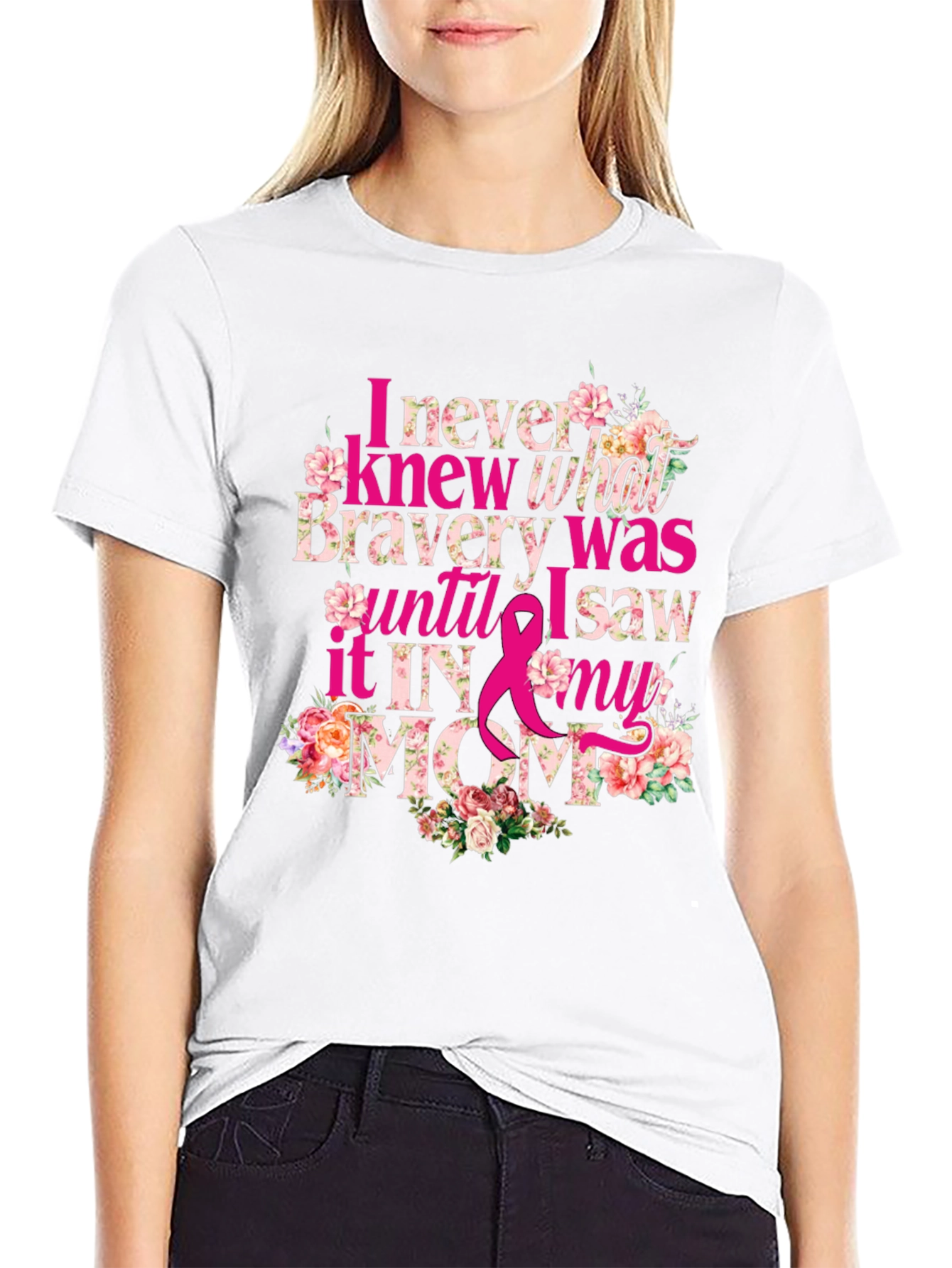 Bravery in My Mom Breast Cancer Awareness T-Shirt
