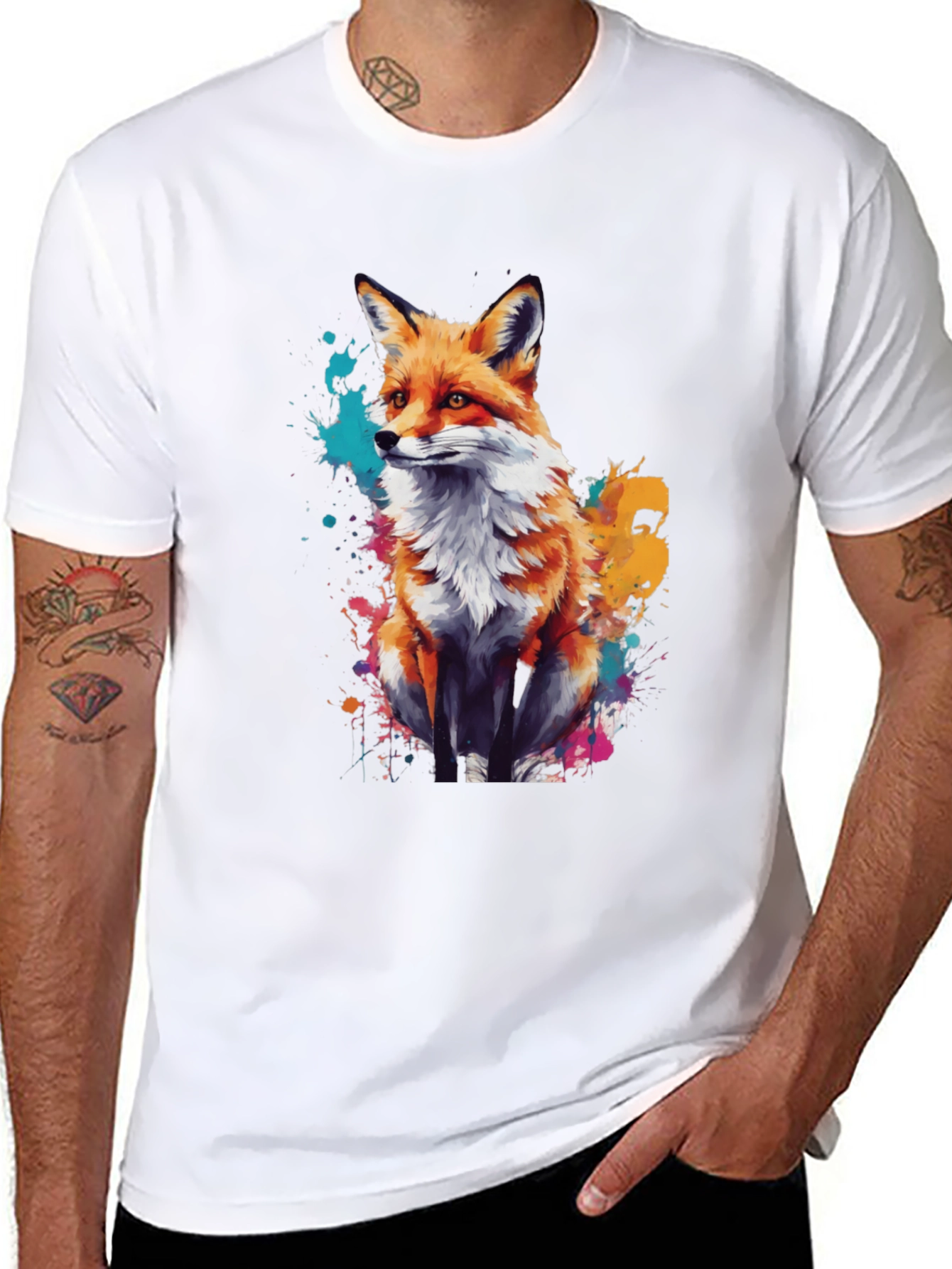 Fox Splash T-Shirt - Artistic Animal Graphic Tee