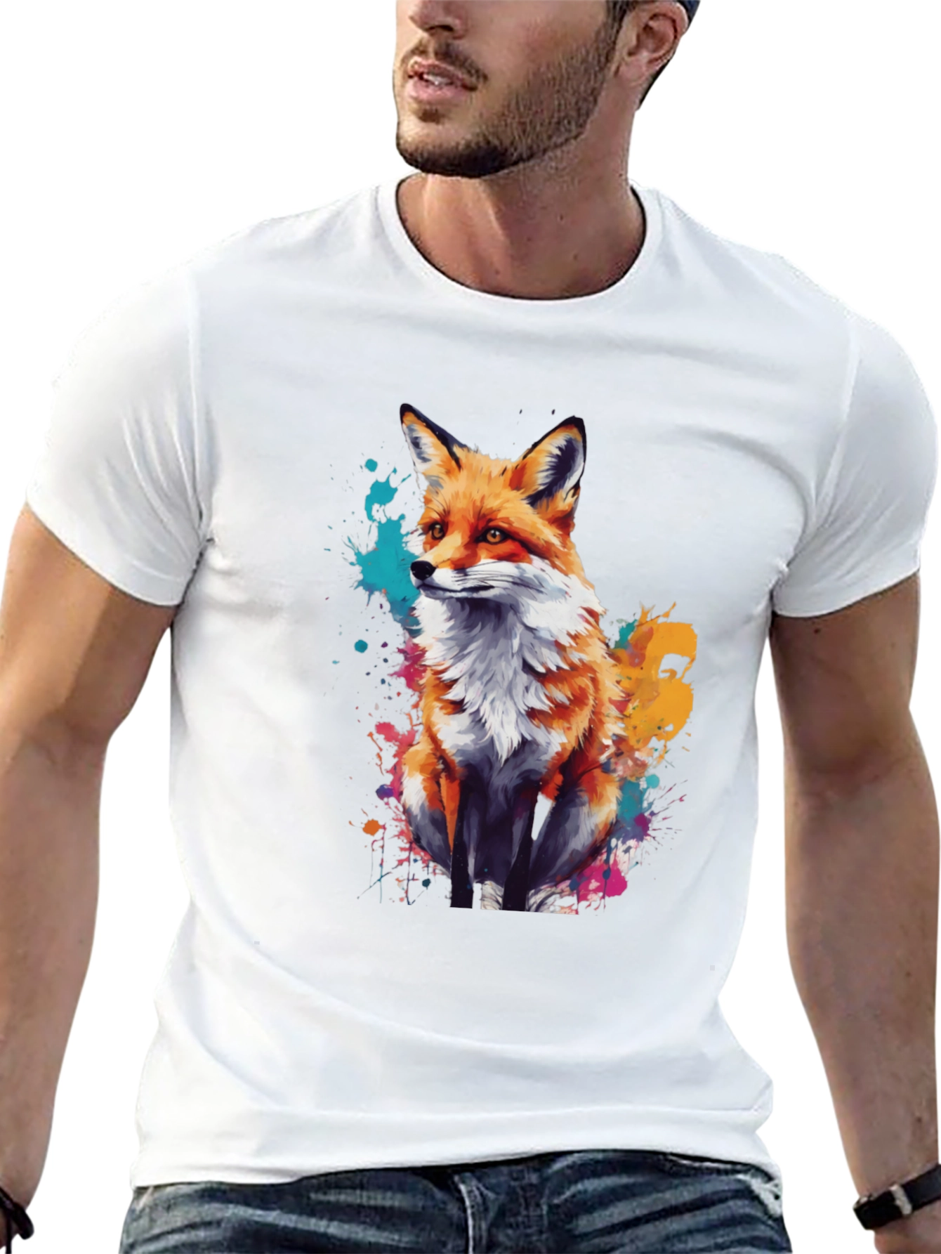 Fox Splash T-Shirt - Artistic Animal Graphic Tee
