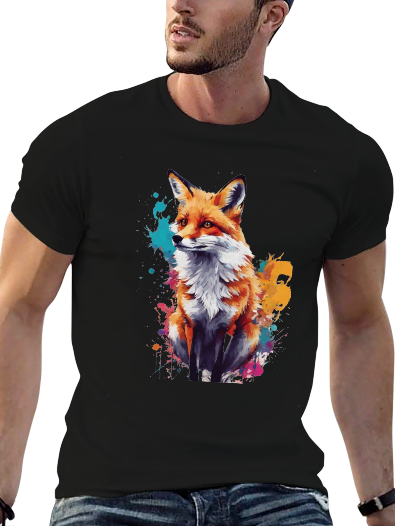 Fox Splash T-Shirt - Artistic Animal Graphic Tee