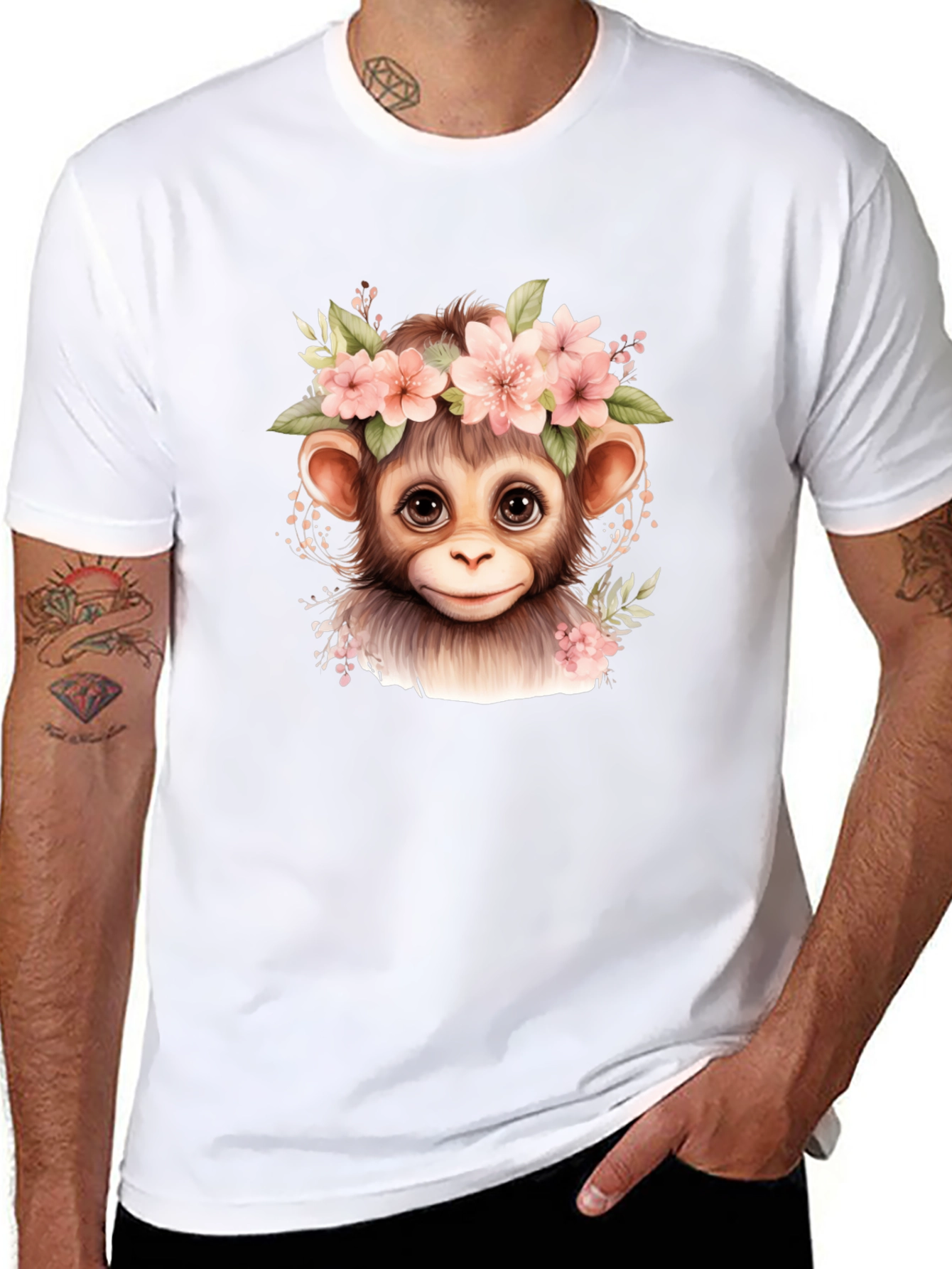 Monkey Floral Crown Graphic Tee
