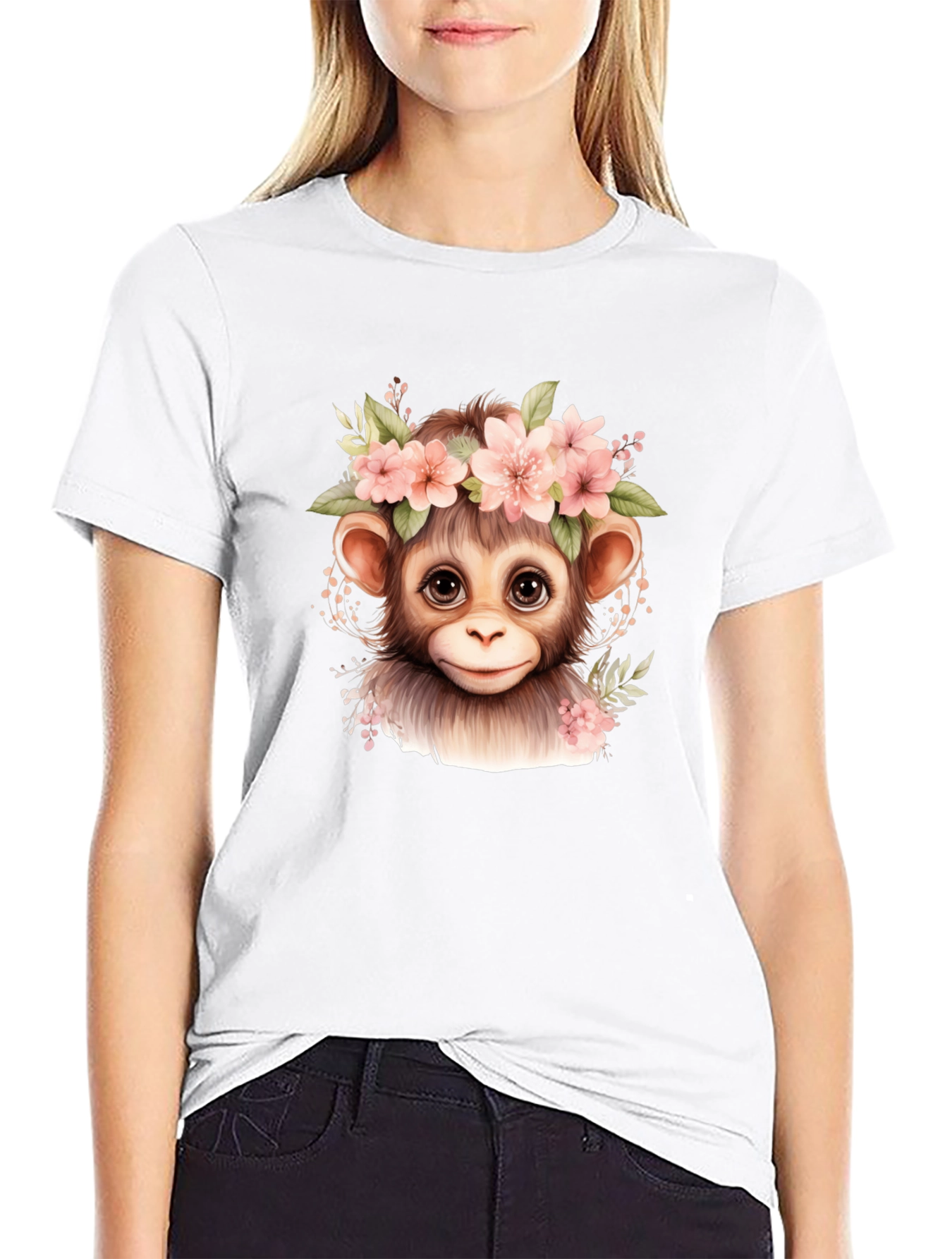 Monkey Floral Crown Graphic Tee