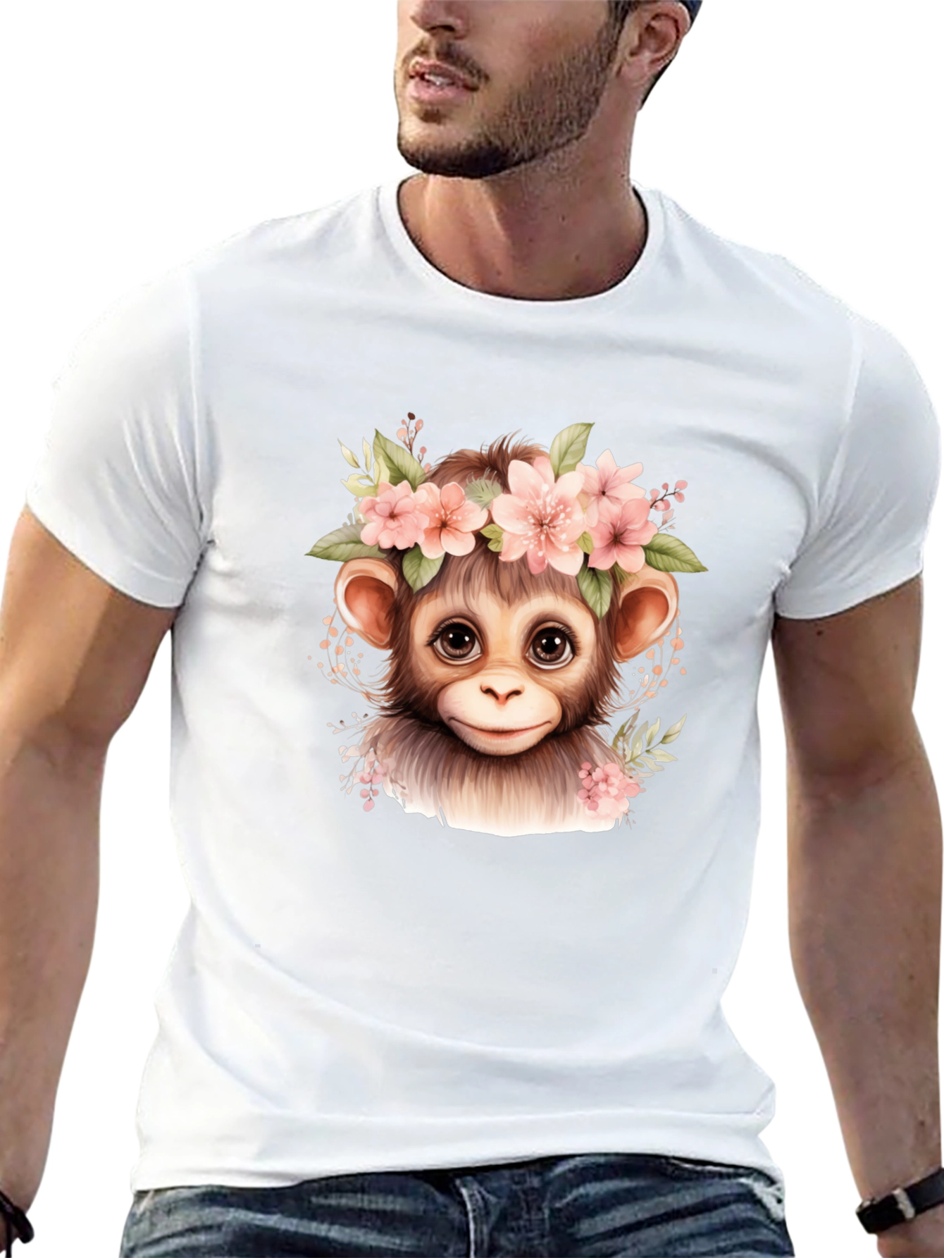 Monkey Floral Crown Graphic Tee