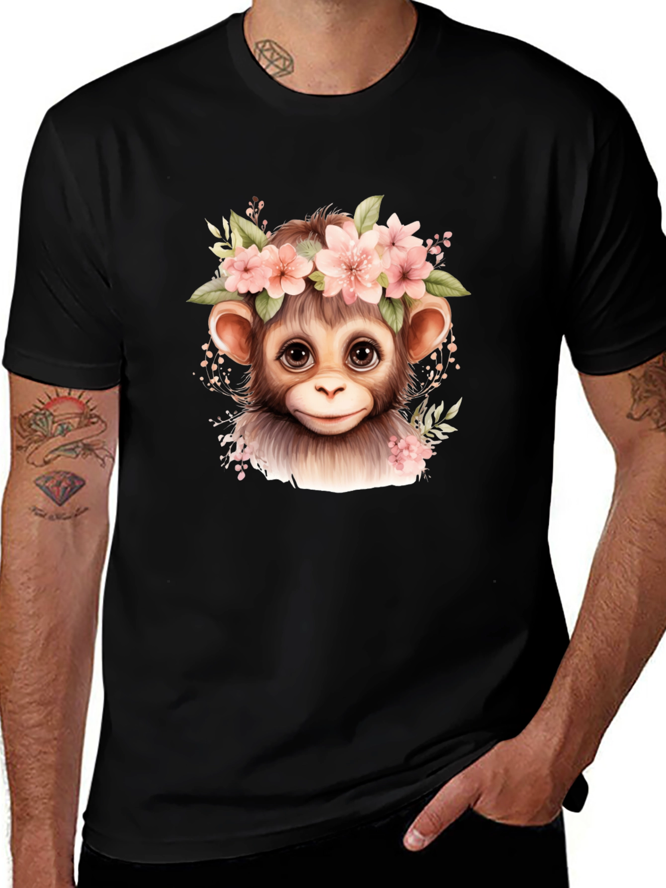 Monkey Floral Crown Graphic Tee