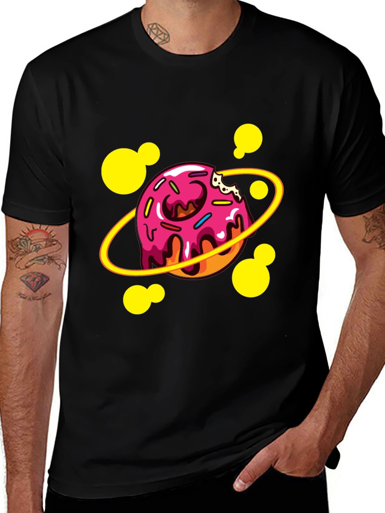 Donut Planet Graphic T-Shirt - Black