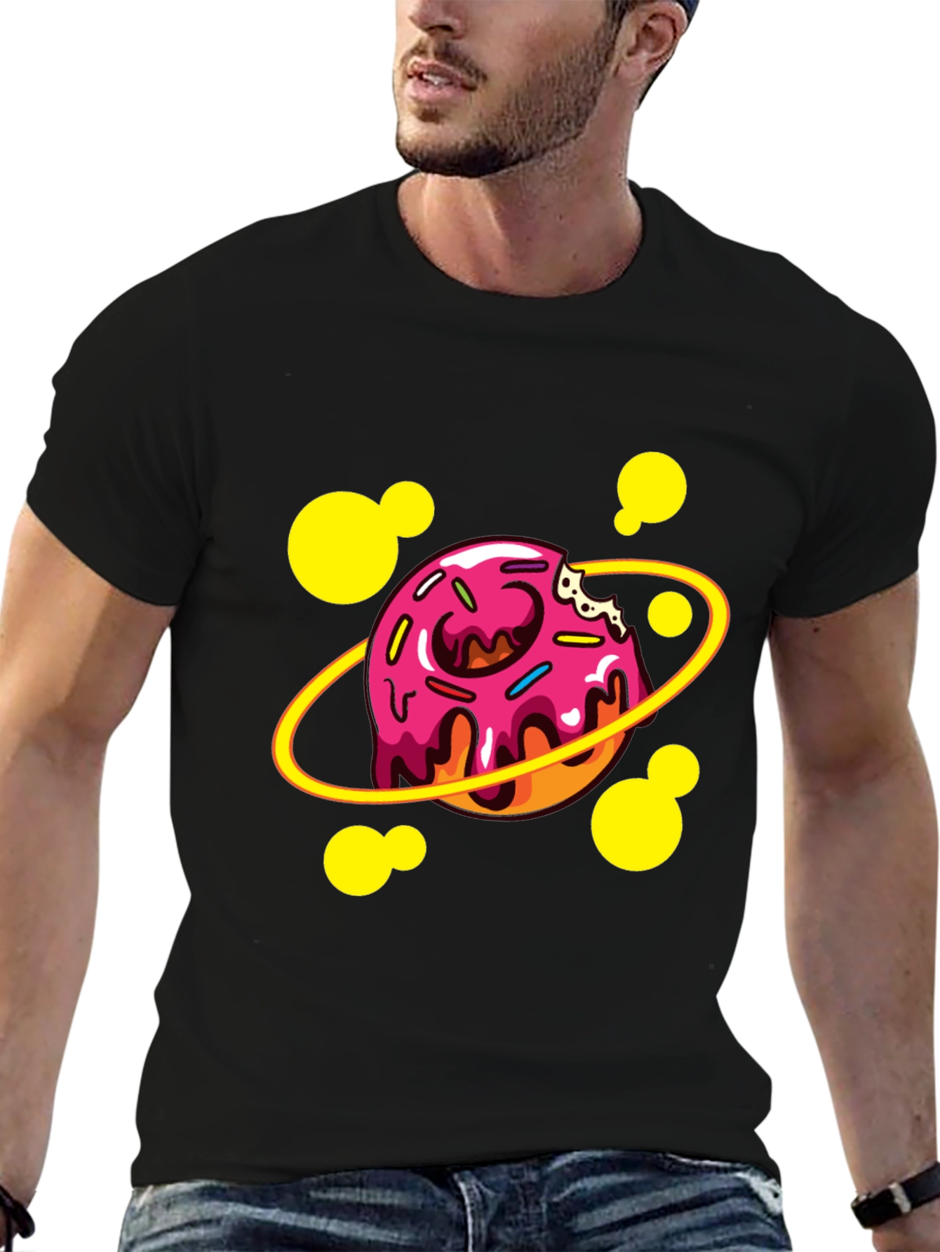 Donut Planet Graphic T-Shirt - Black