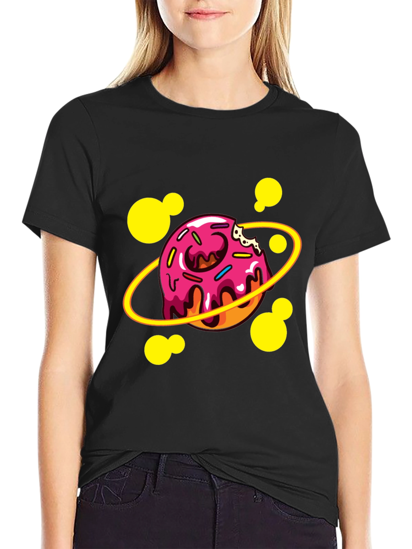 Donut Planet Graphic T-Shirt - Black