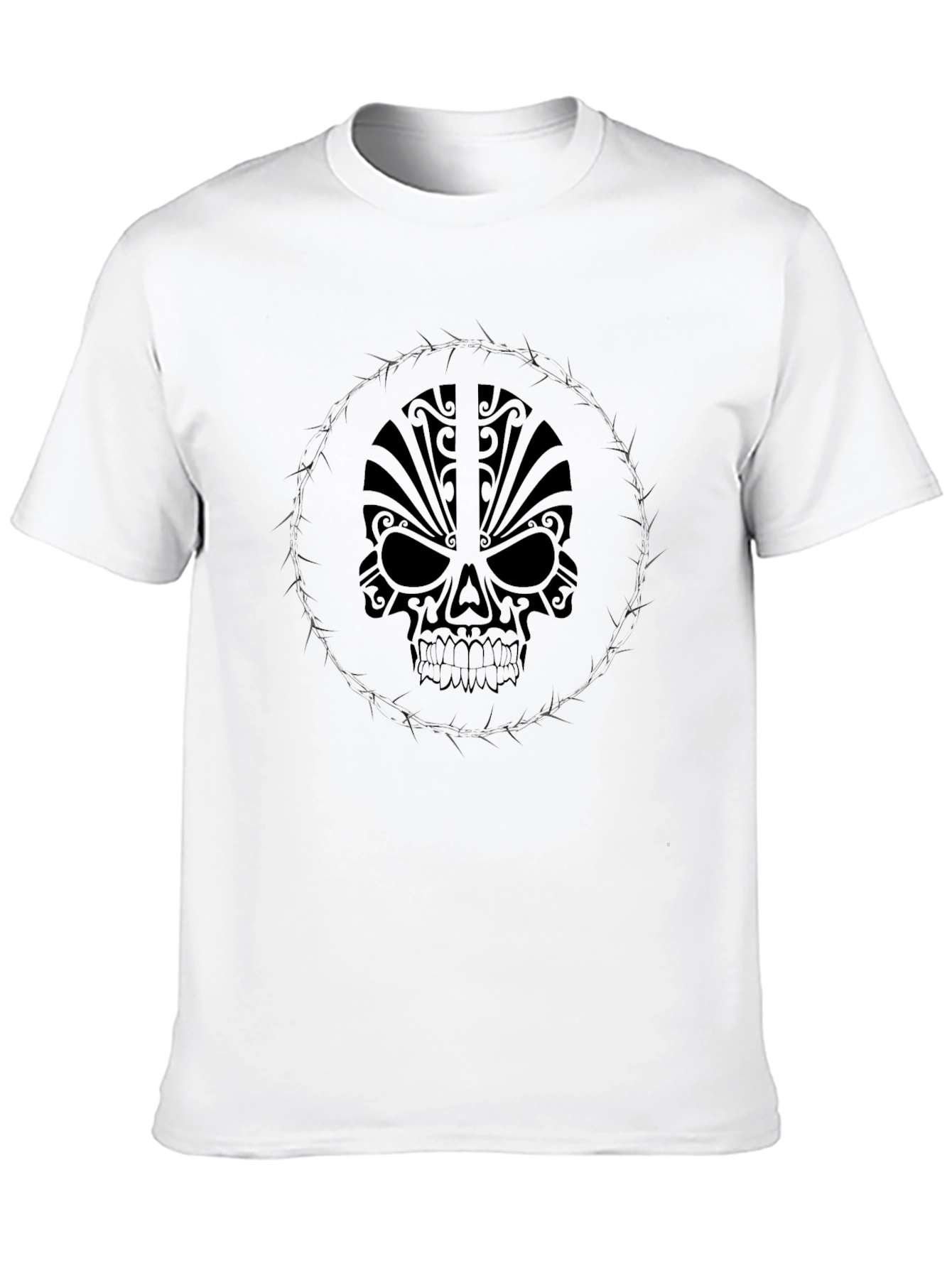 Tribal Skull Graphic Black T-Shirt
