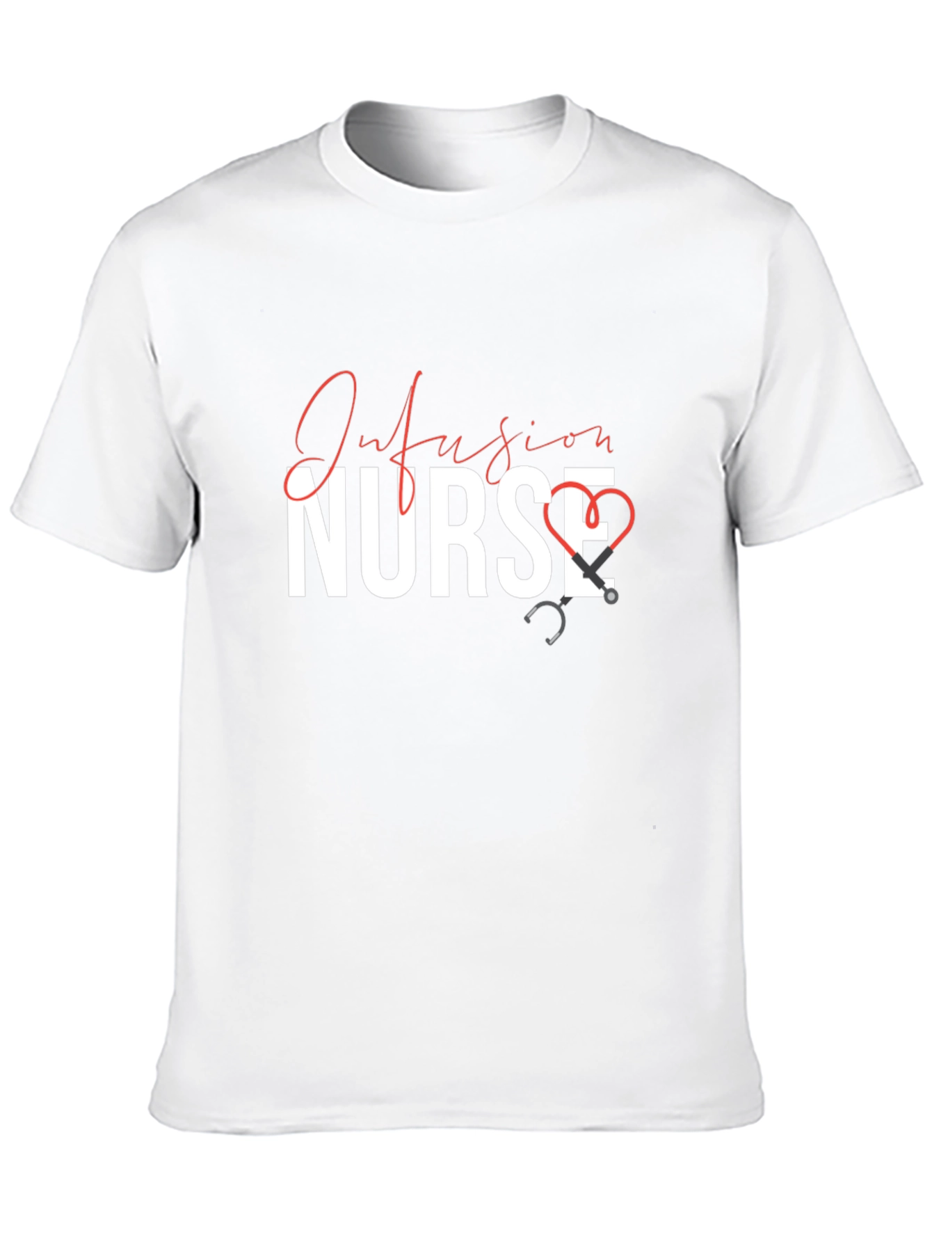 Infusion Nurse Black T-Shirt with Stethoscope Design