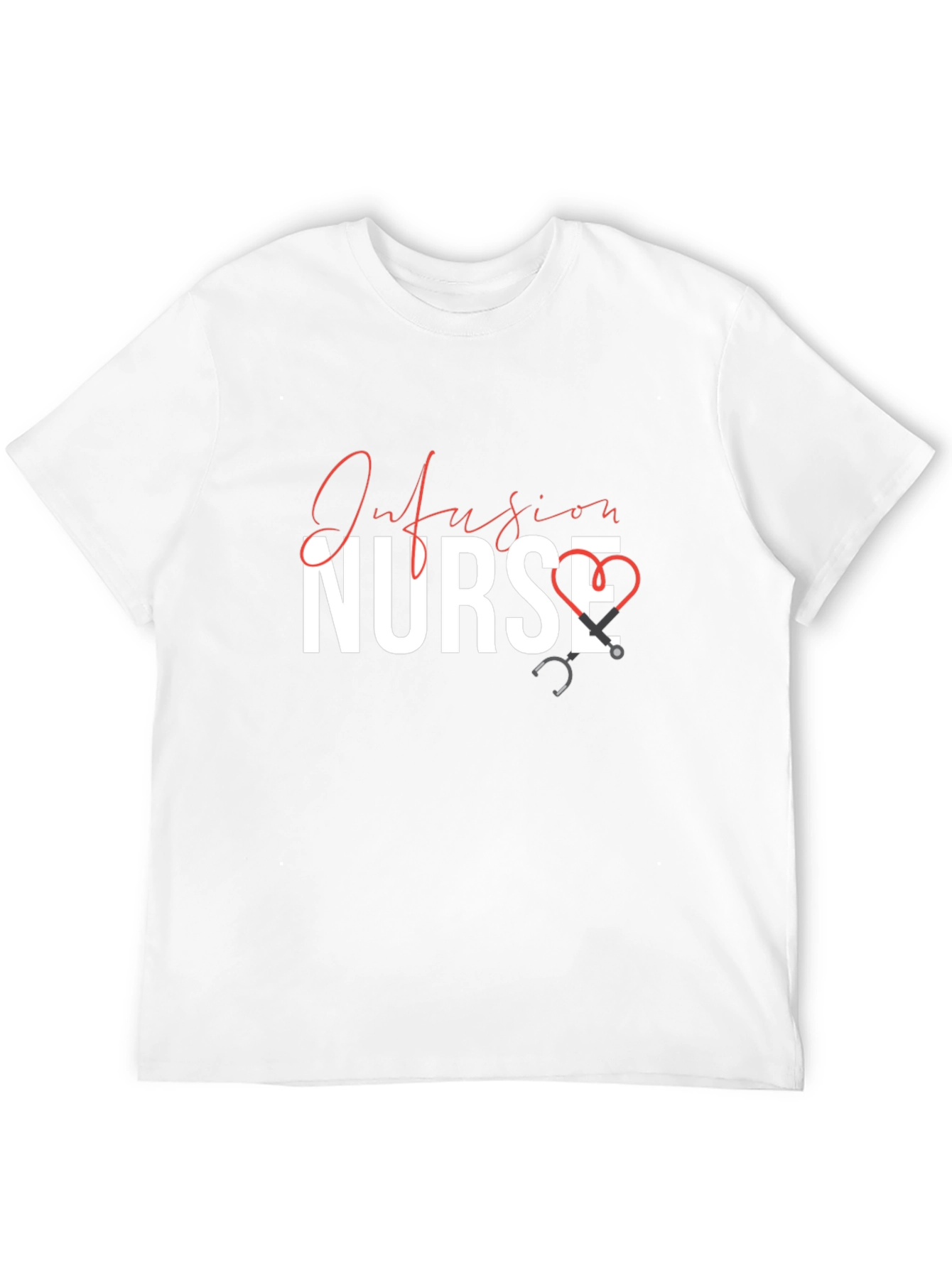 Infusion Nurse Black T-Shirt with Stethoscope Design