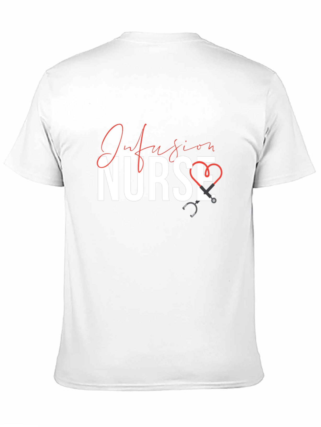 Infusion Nurse Black T-Shirt with Stethoscope Design