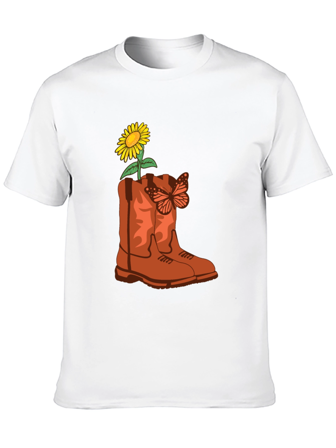 Sunflower & Butterfly Cowboy Boot Graphic Tee