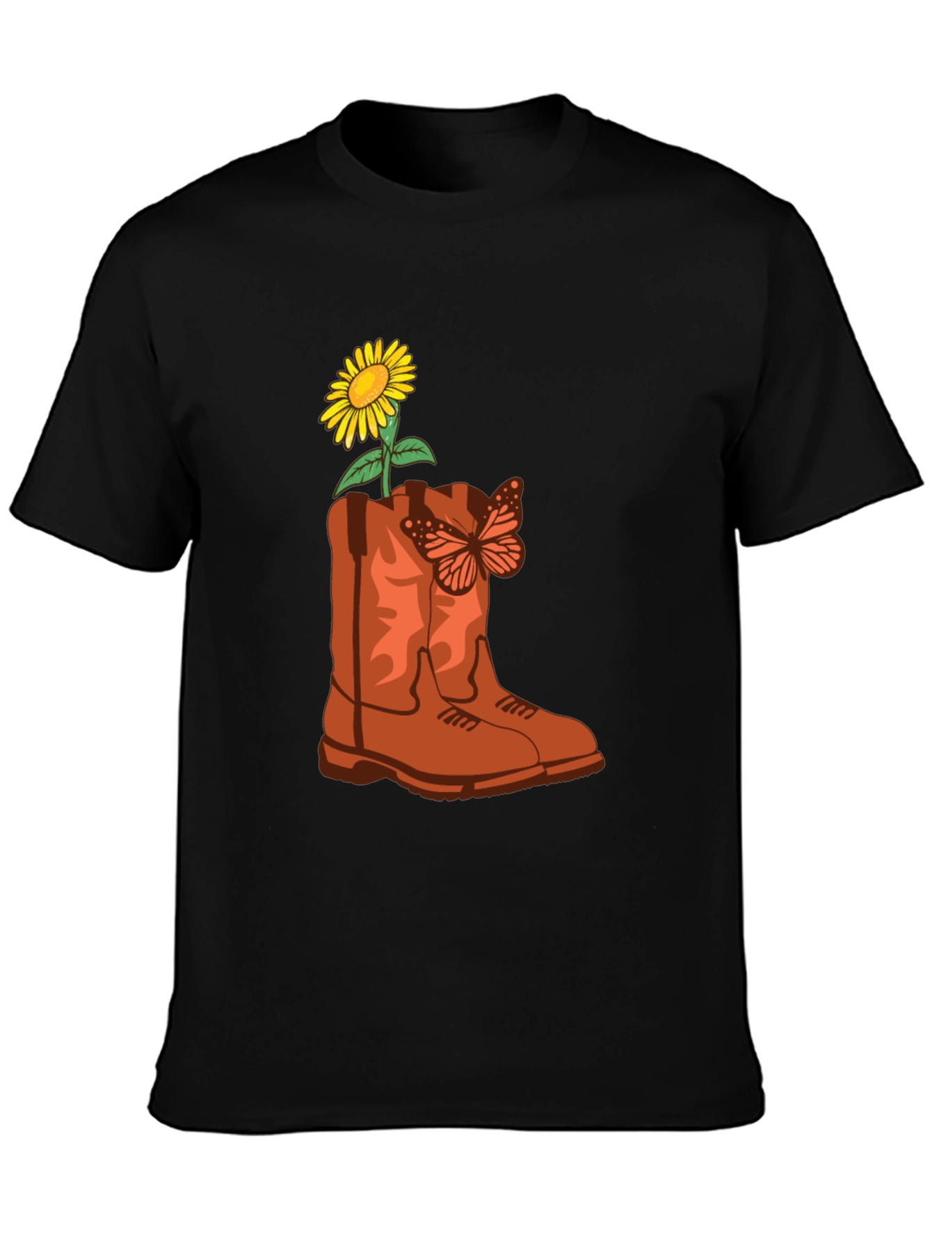 Sunflower & Butterfly Cowboy Boot Graphic Tee