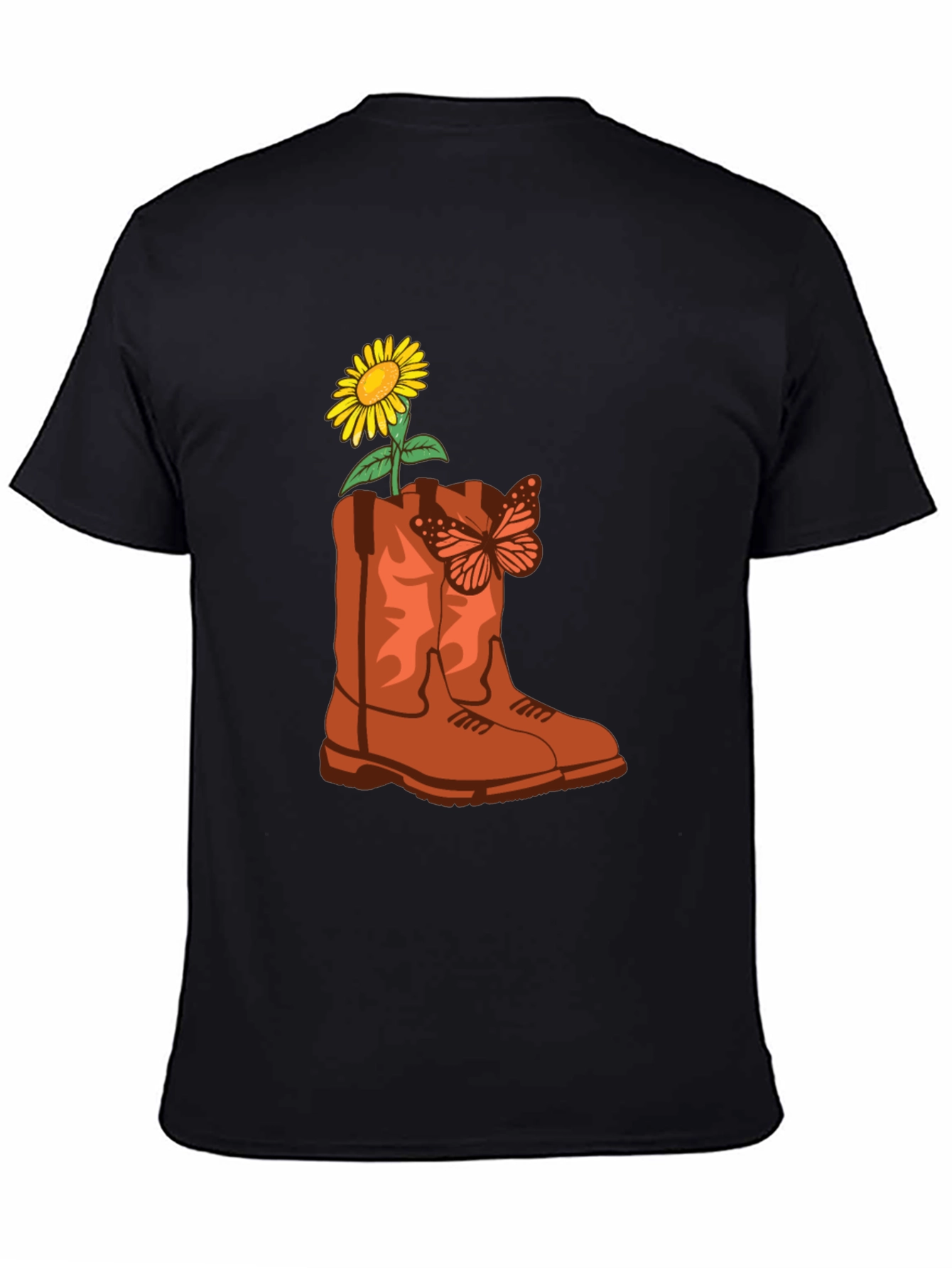 Sunflower & Butterfly Cowboy Boot Graphic Tee