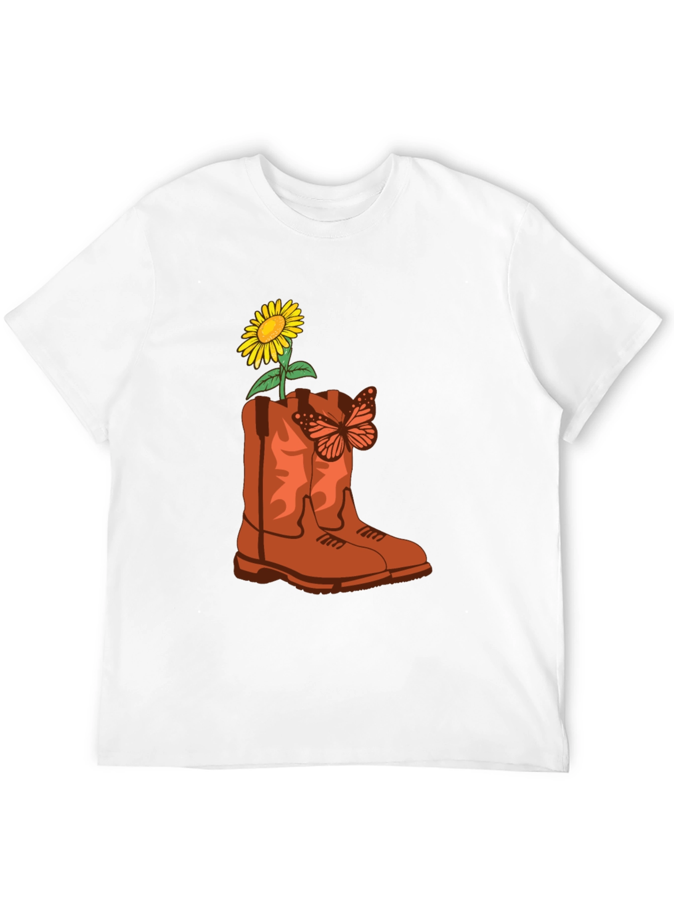 Sunflower & Butterfly Cowboy Boot Graphic Tee