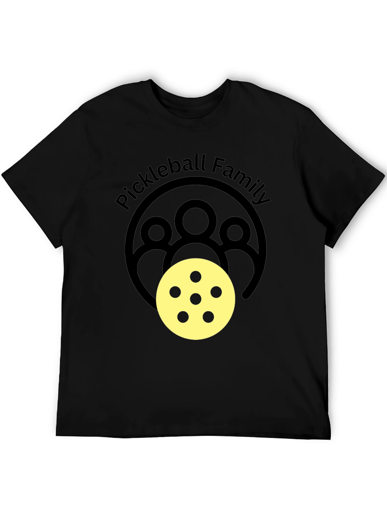 Pickleball Family Graphic Tee - Black Crew Neck