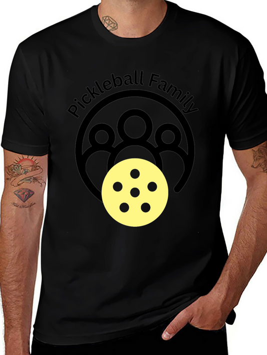 Pickleball Family Graphic Tee - Black Crew Neck
