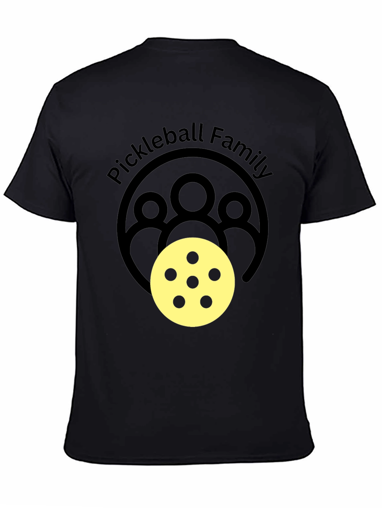Pickleball Family Graphic Tee - Black Crew Neck