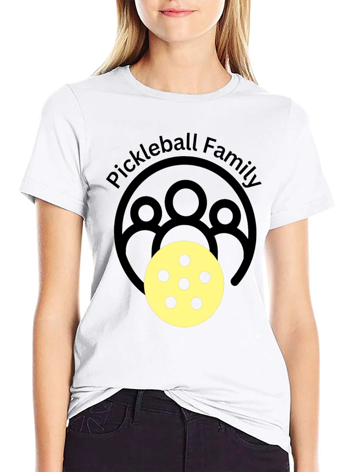 Pickleball Family Graphic Tee - Black Crew Neck