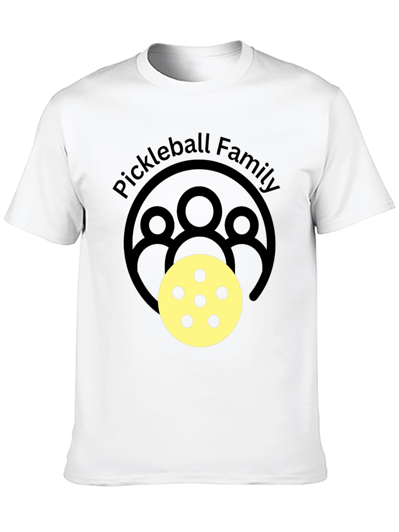 Pickleball Family Graphic Tee - Black Crew Neck