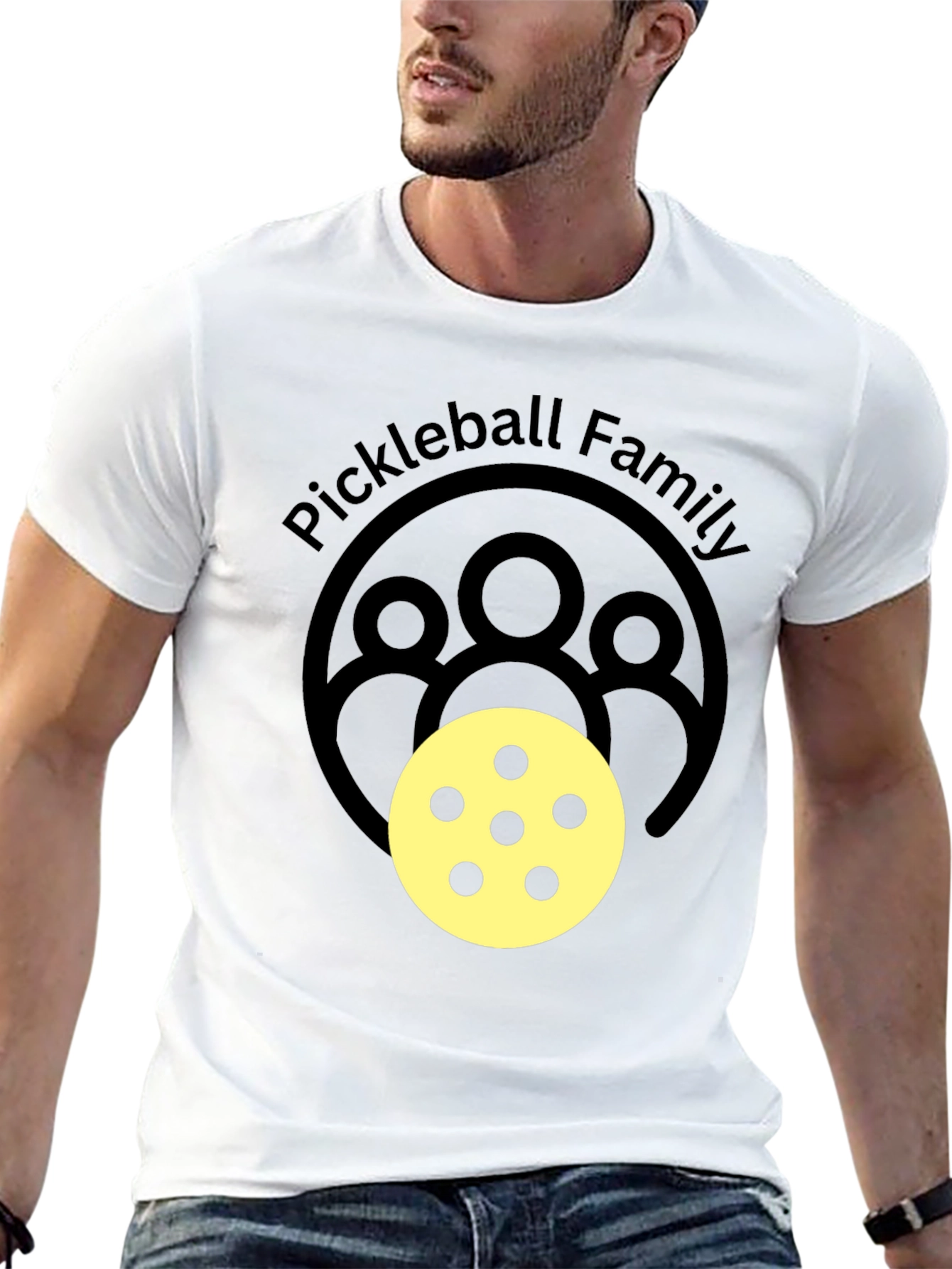 Pickleball Family Graphic Tee - Black Crew Neck