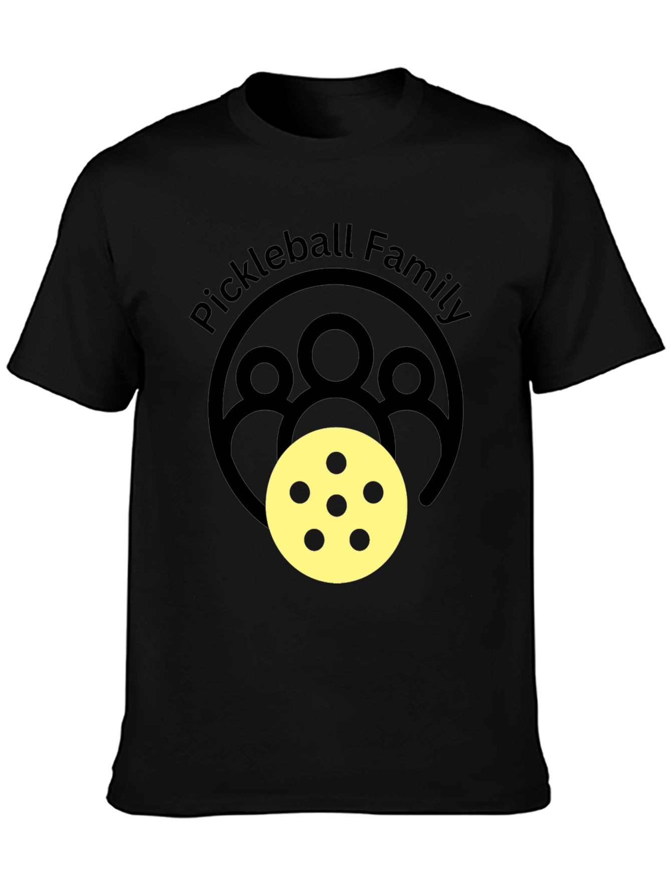 Pickleball Family Graphic Tee - Black Crew Neck
