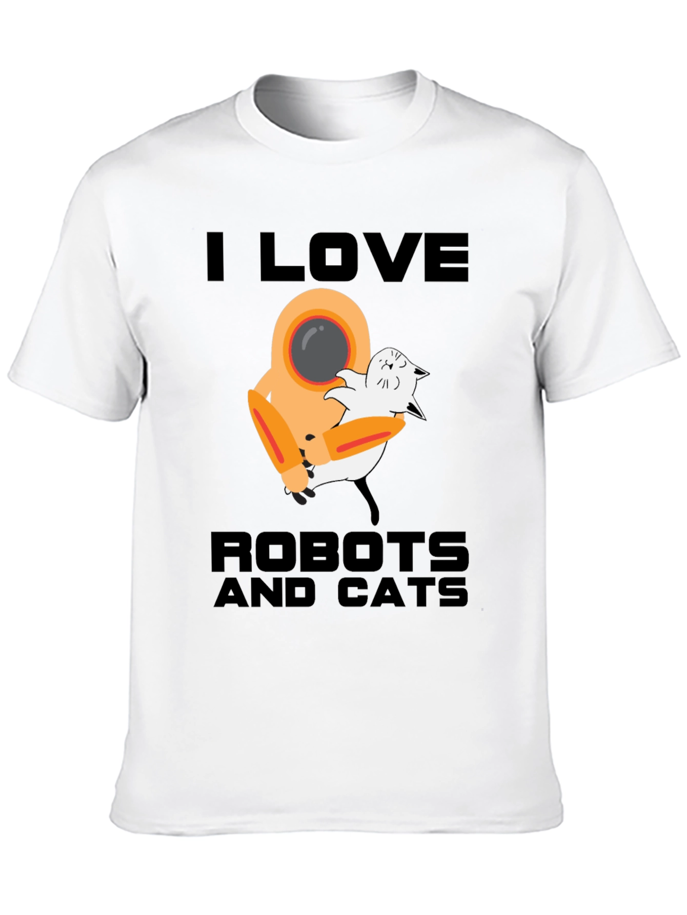 I Love Robots and Cats Graphic T-Shirt