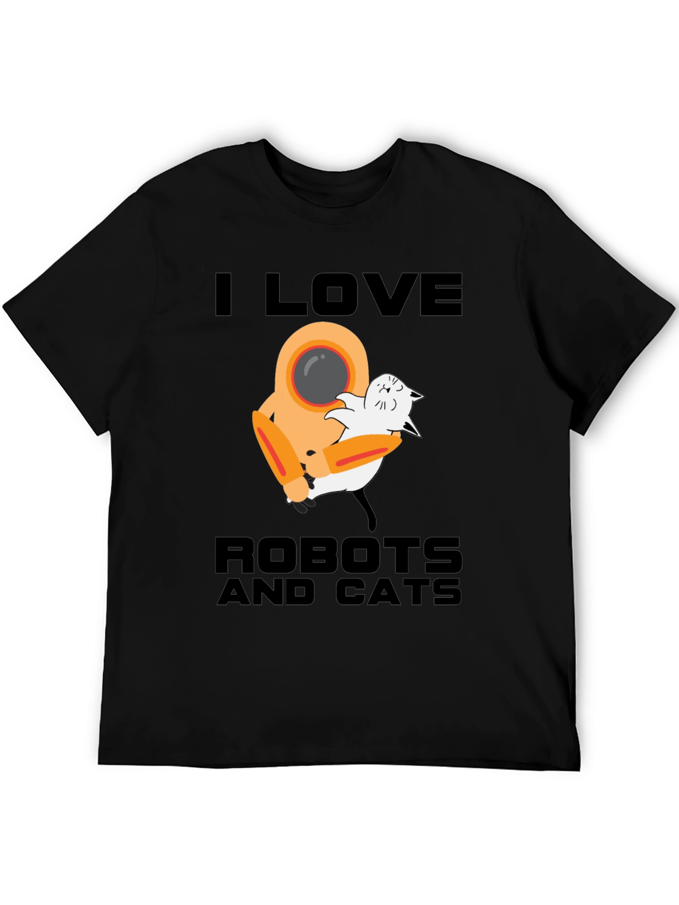 I Love Robots and Cats Graphic T-Shirt