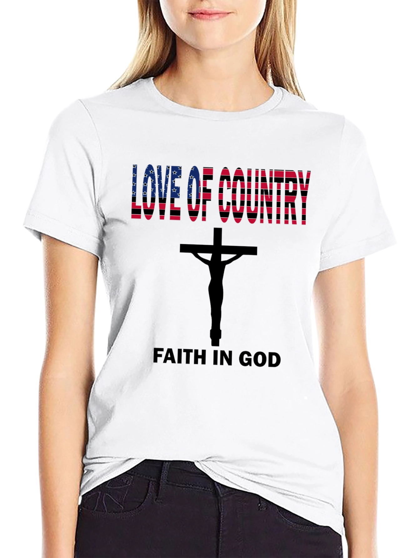 Love of Country Faith in God Black Tee
