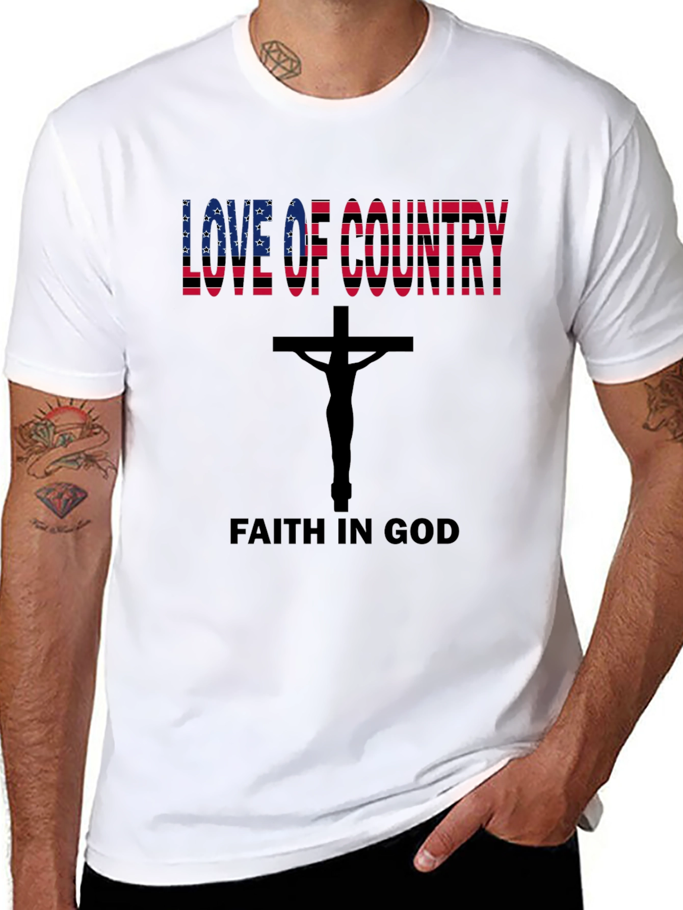 Love of Country Faith in God Black Tee