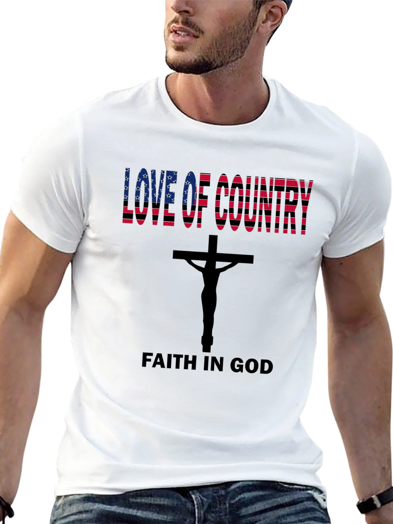Love of Country Faith in God Black Tee