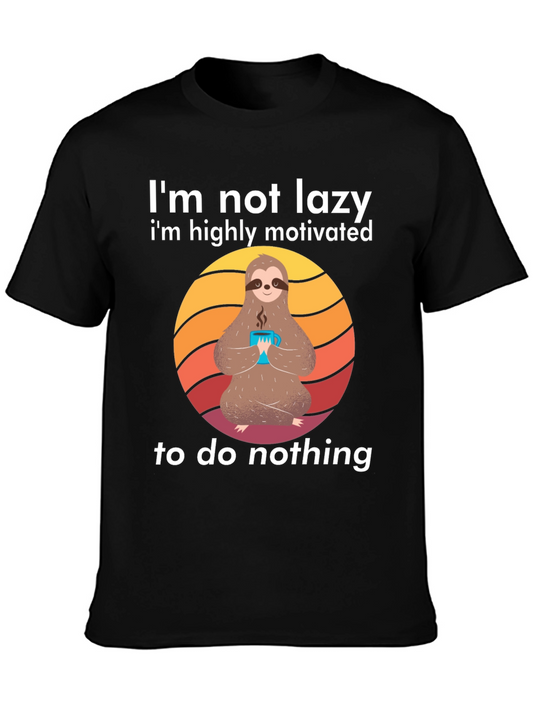 Lazy Sloth Graphic Tee - Highly Motivated to do Nothing!