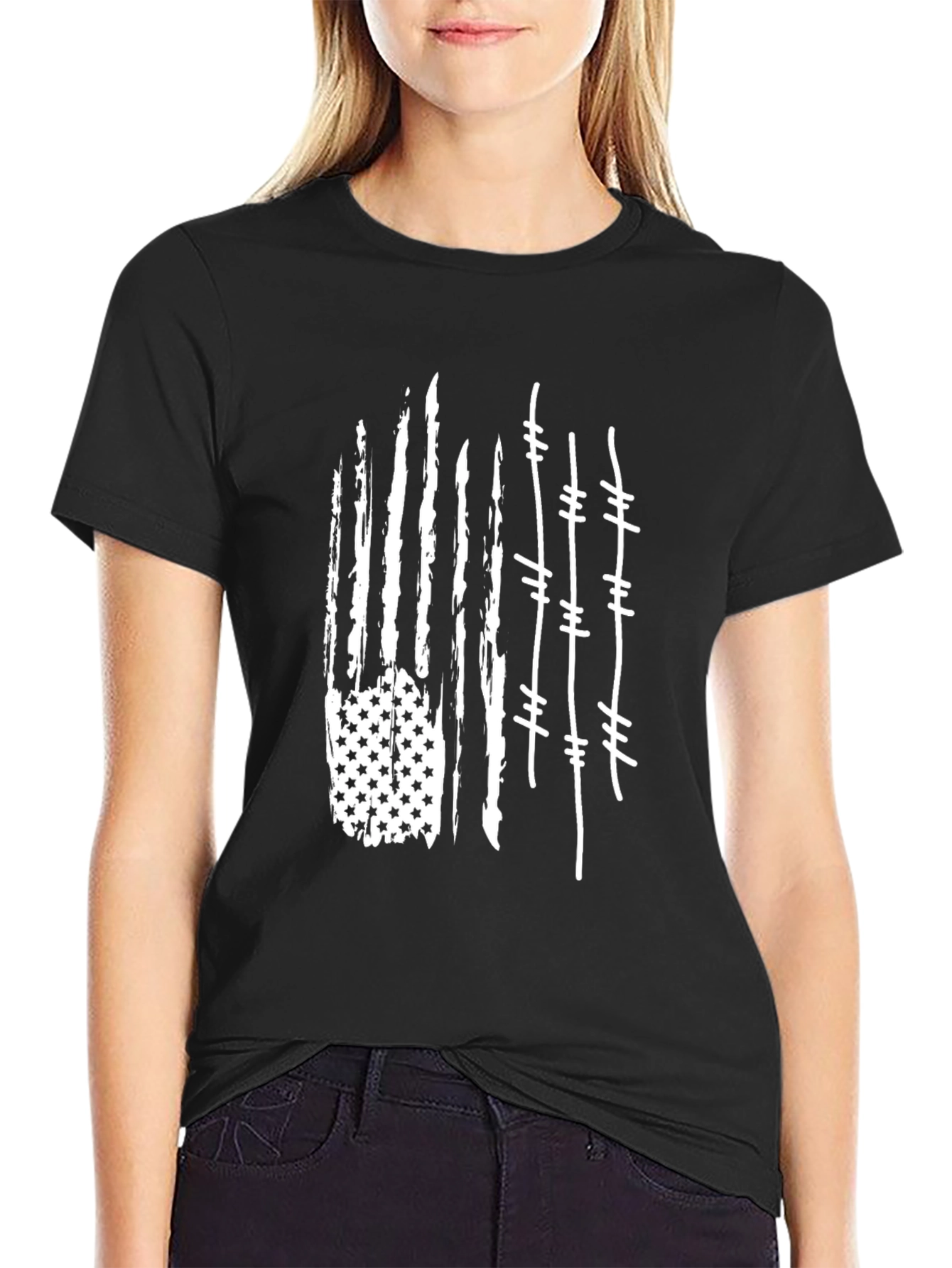 Distressed American Flag Barbed Wire T-Shirt