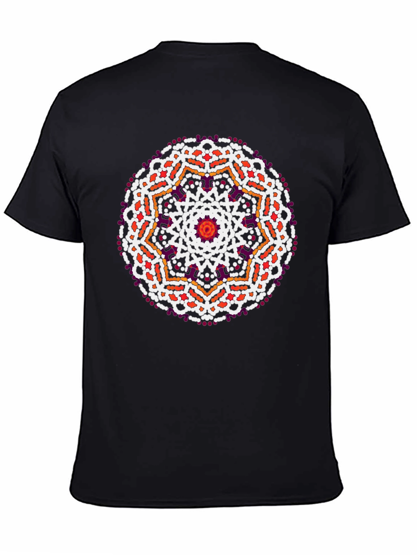 Geometric Mandala Print Black T-Shirt