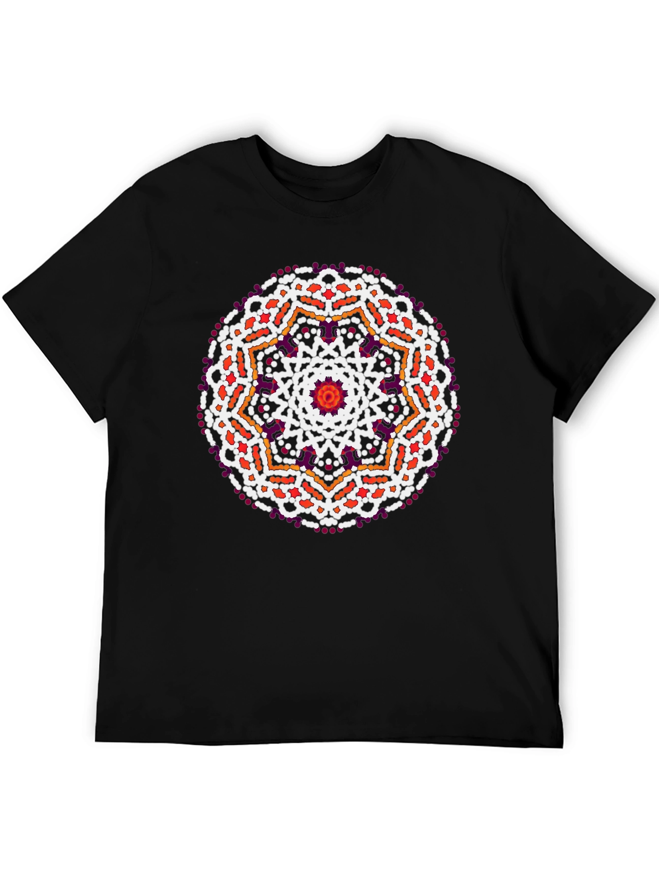 Geometric Mandala Print Black T-Shirt