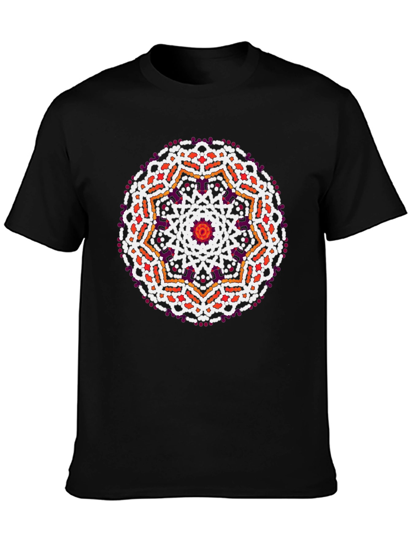 Geometric Mandala Print Black T-Shirt