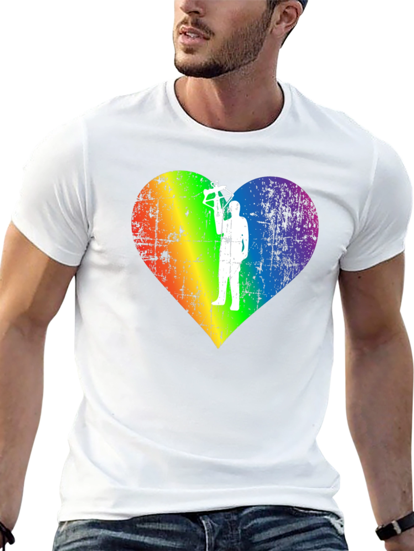 LGBTQ Rainbow Heart Crossbow T-Shirt