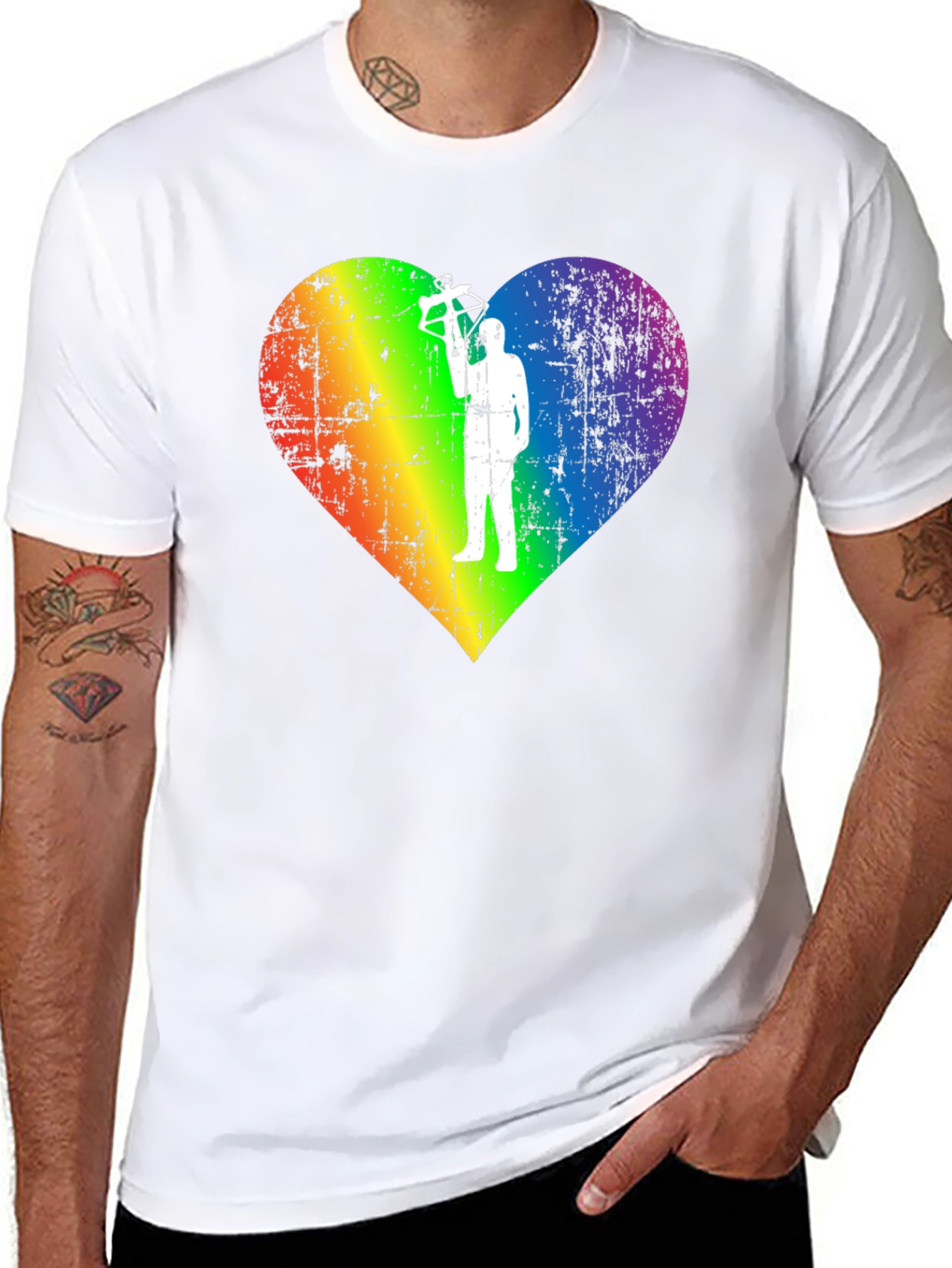 LGBTQ Rainbow Heart Crossbow T-Shirt