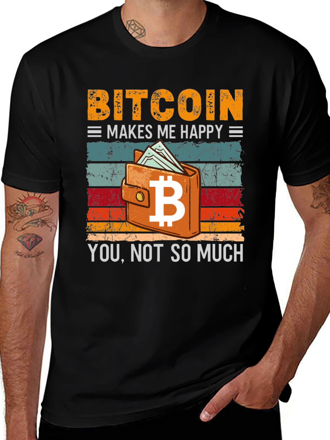 Bitcoin Makes Me Happy T-Shirt Crypto Currency Design