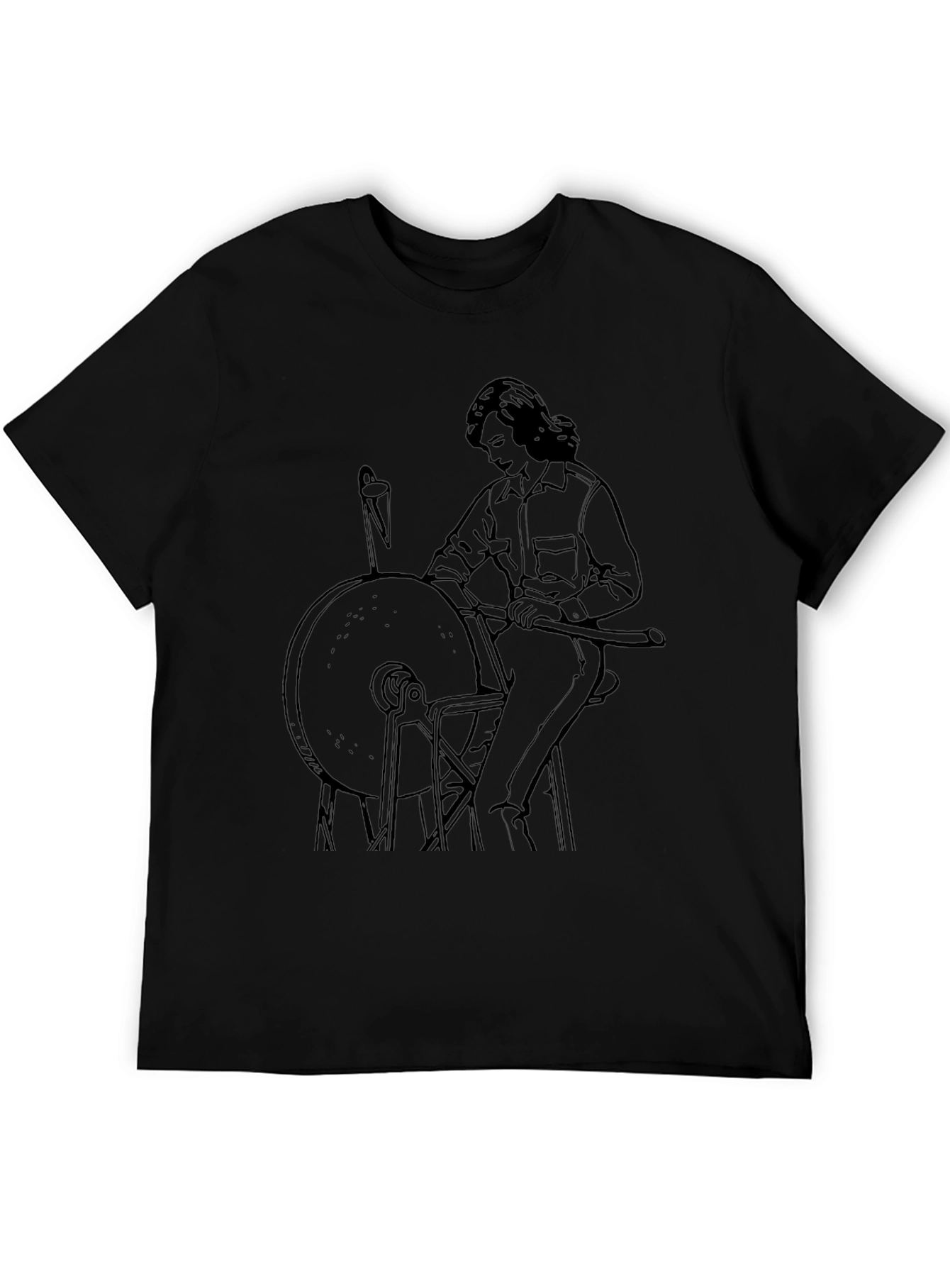 Black T-Shirt with Grinding Wheel Graphic