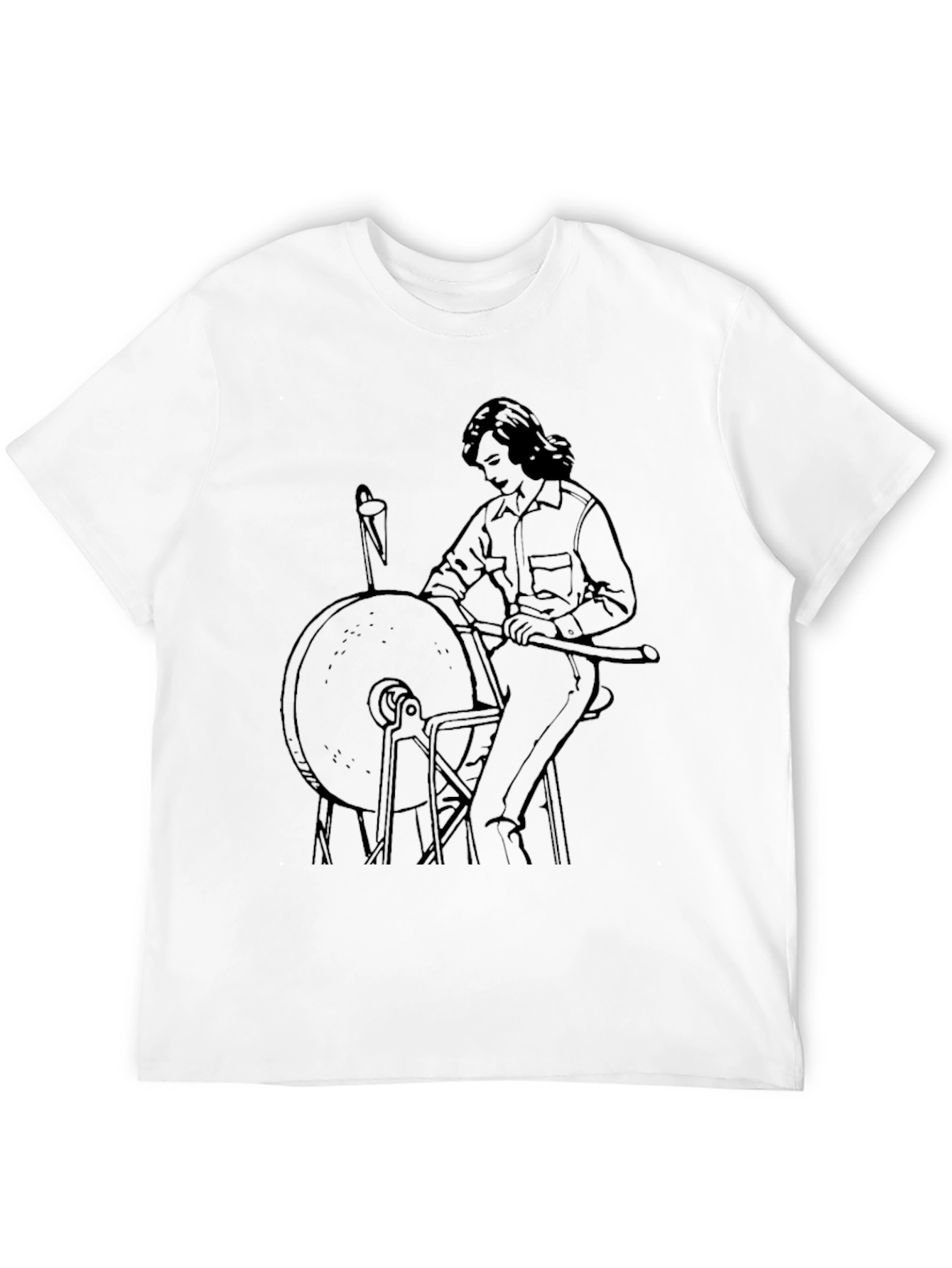 Black T-Shirt with Grinding Wheel Graphic