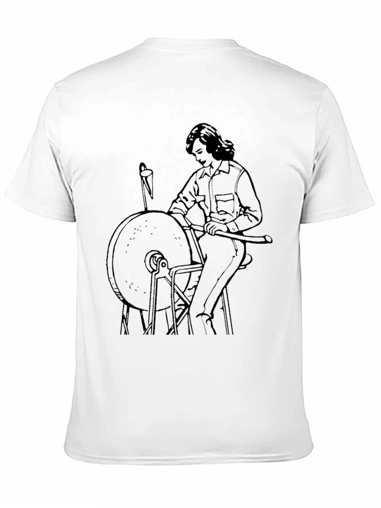 Black T-Shirt with Grinding Wheel Graphic