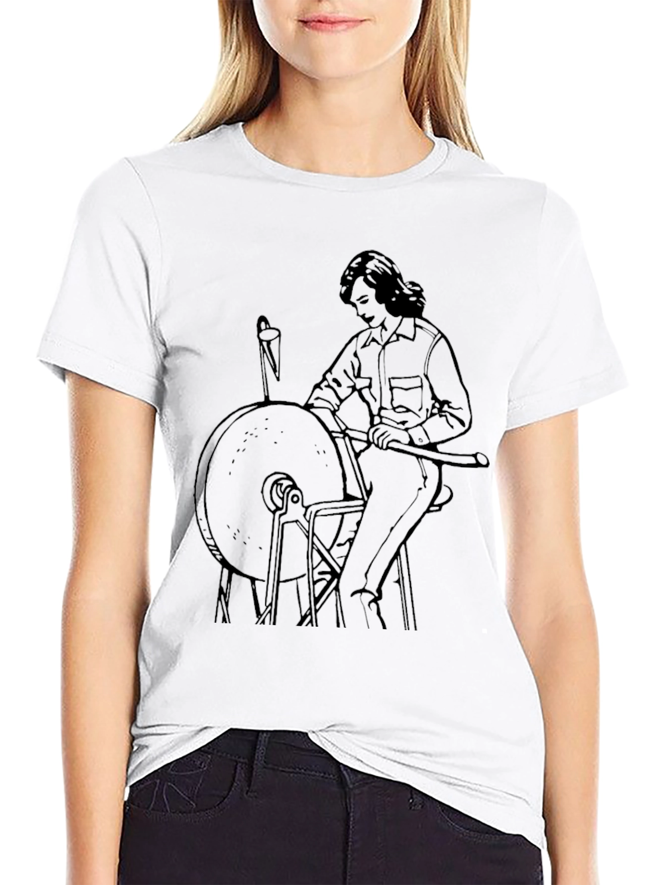 Black T-Shirt with Grinding Wheel Graphic