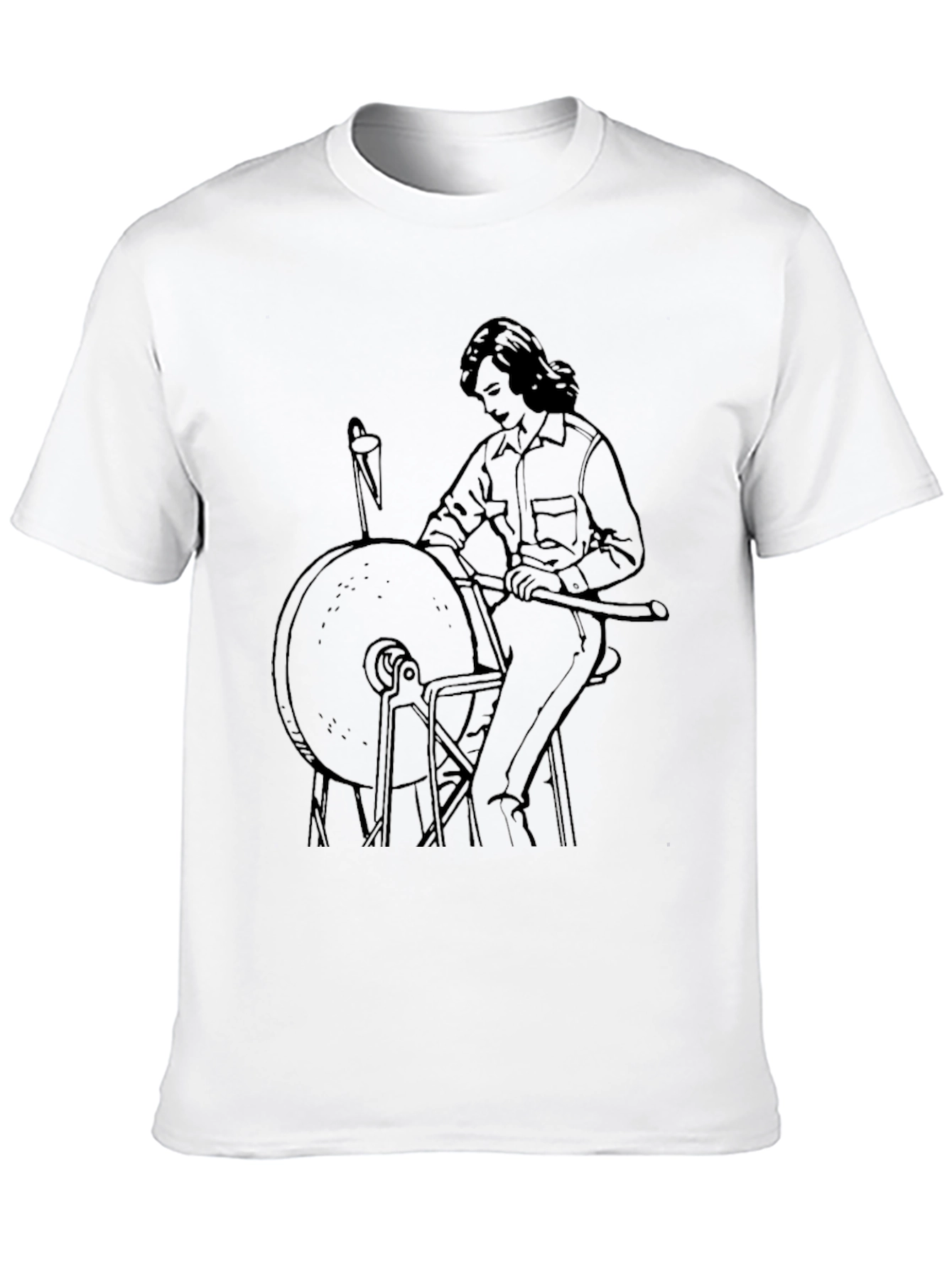 Black T-Shirt with Grinding Wheel Graphic