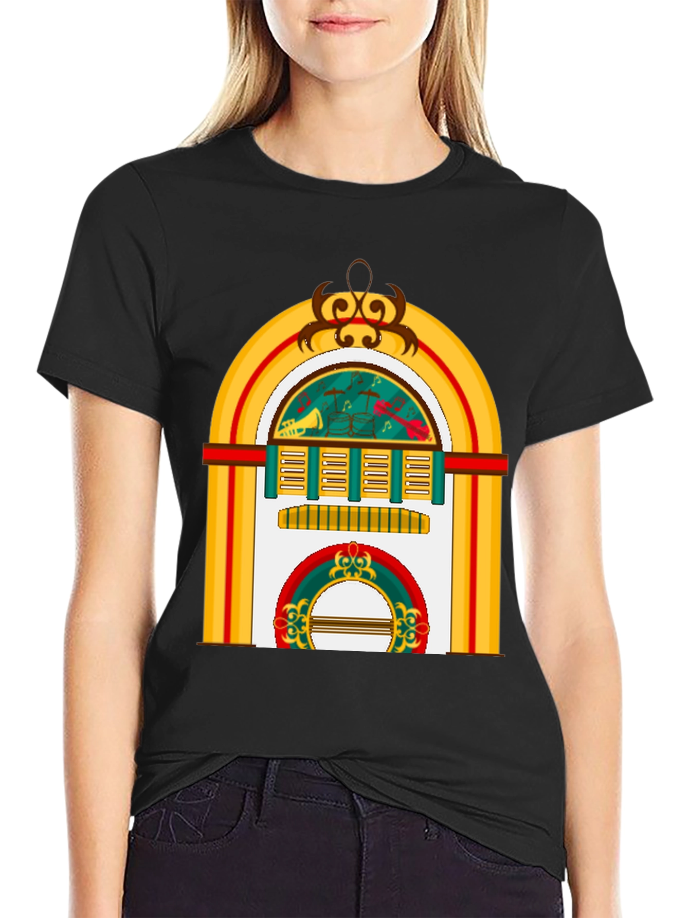 Retro Jukebox Graphic Tee - Musical Style