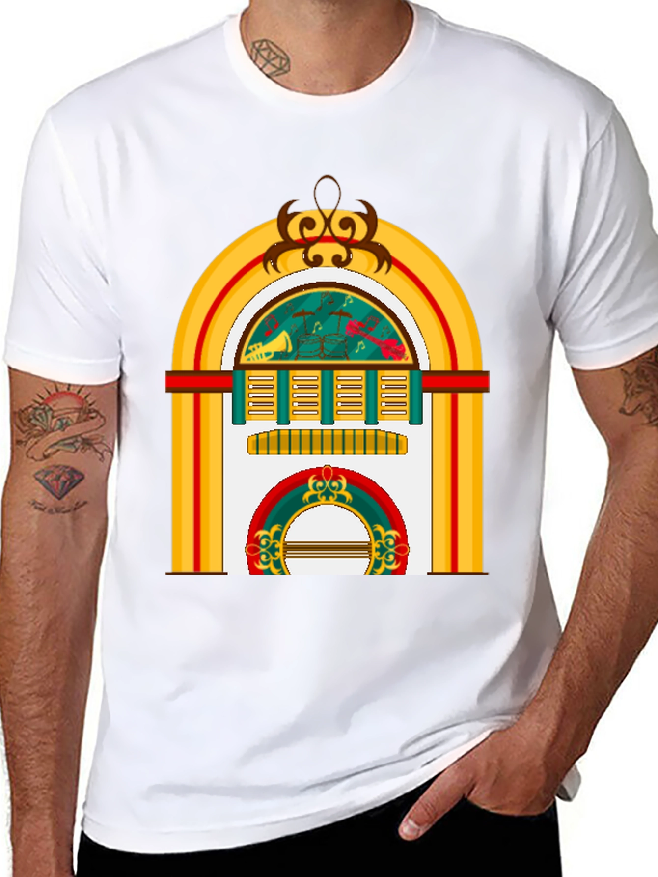 Retro Jukebox Graphic Tee - Musical Style