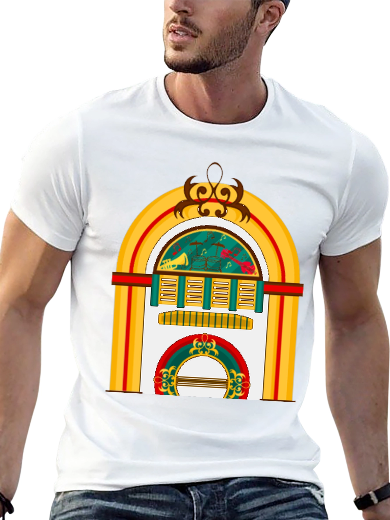 Retro Jukebox Graphic Tee - Musical Style