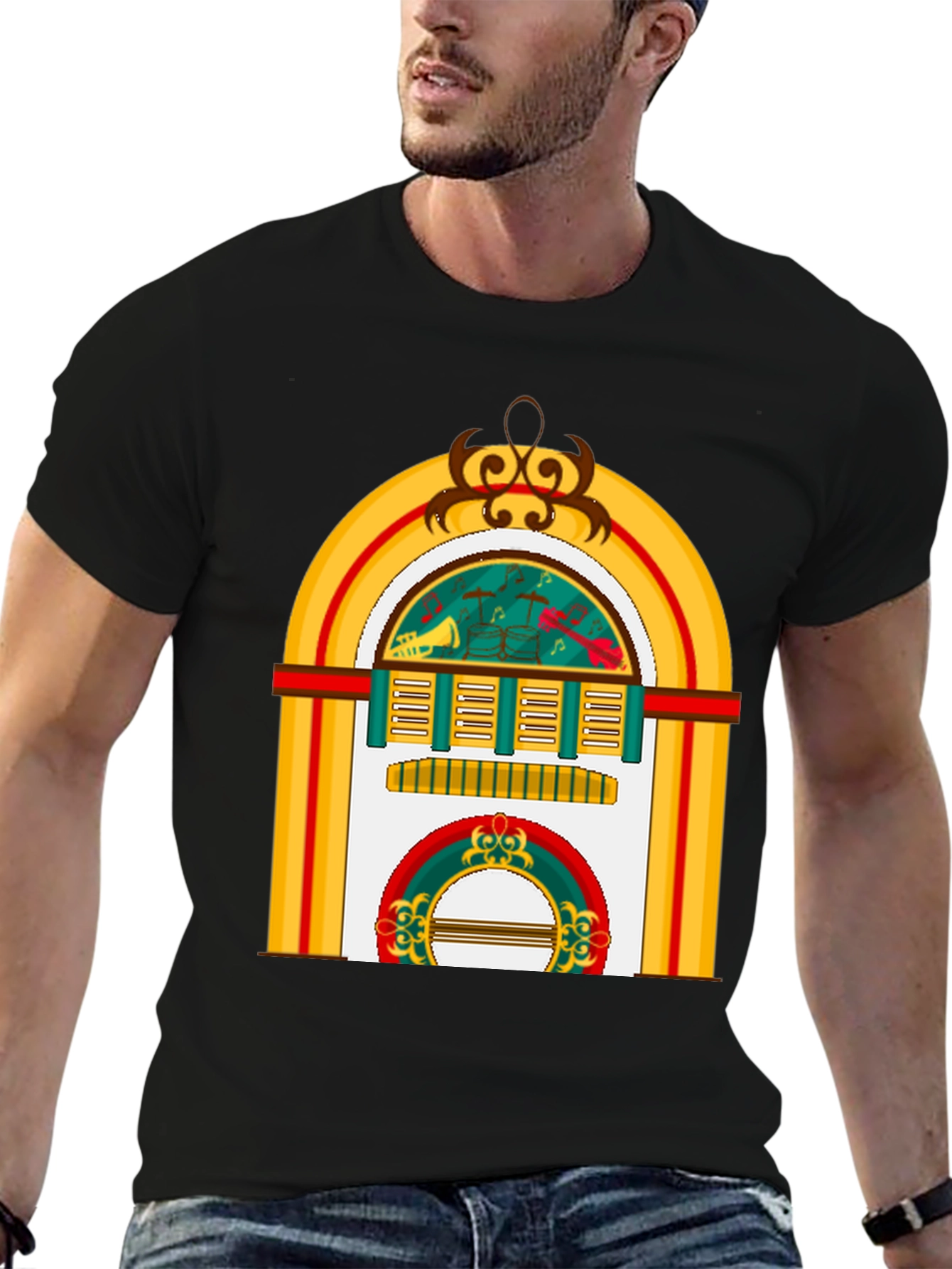 Retro Jukebox Graphic Tee - Musical Style