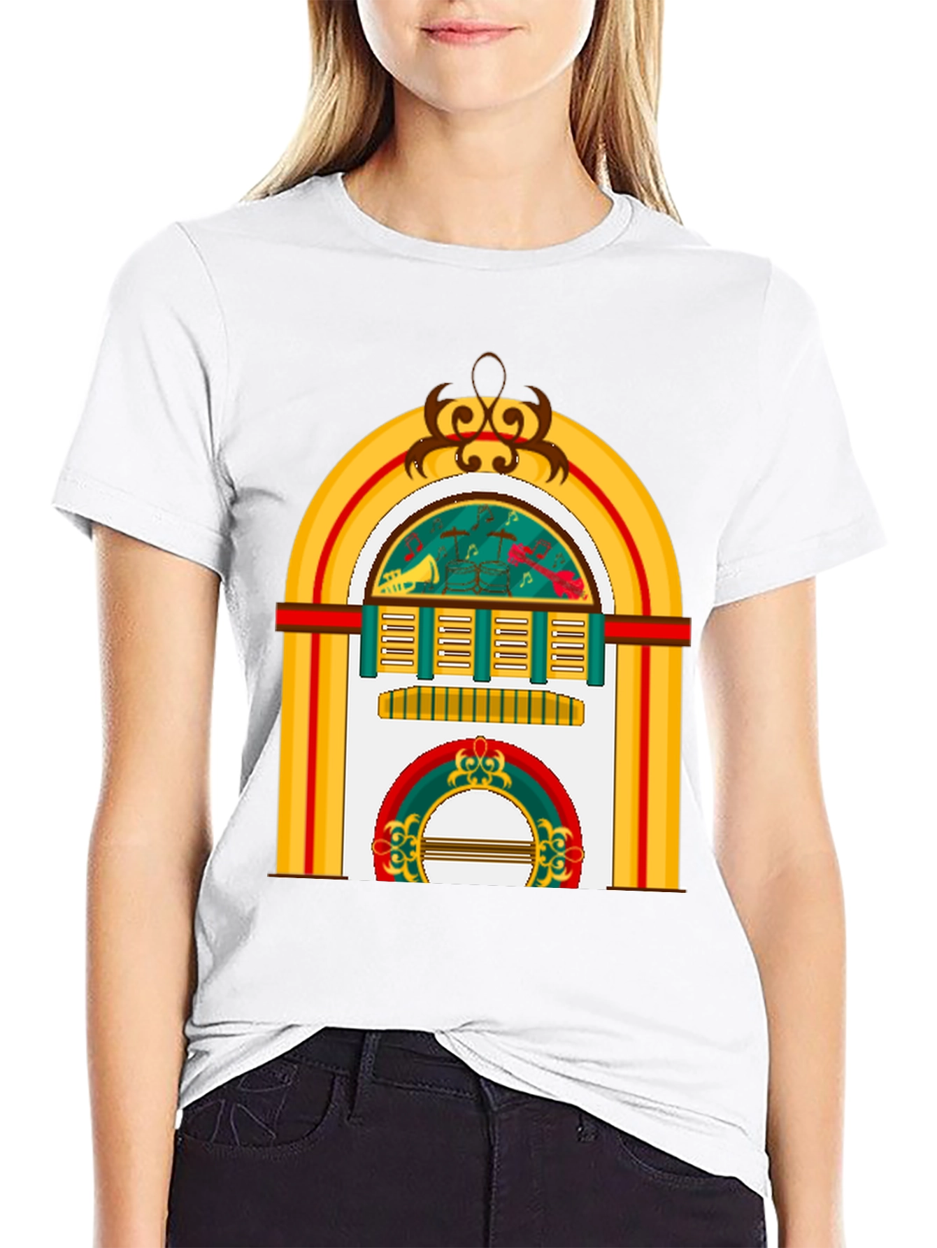 Retro Jukebox Graphic Tee - Musical Style